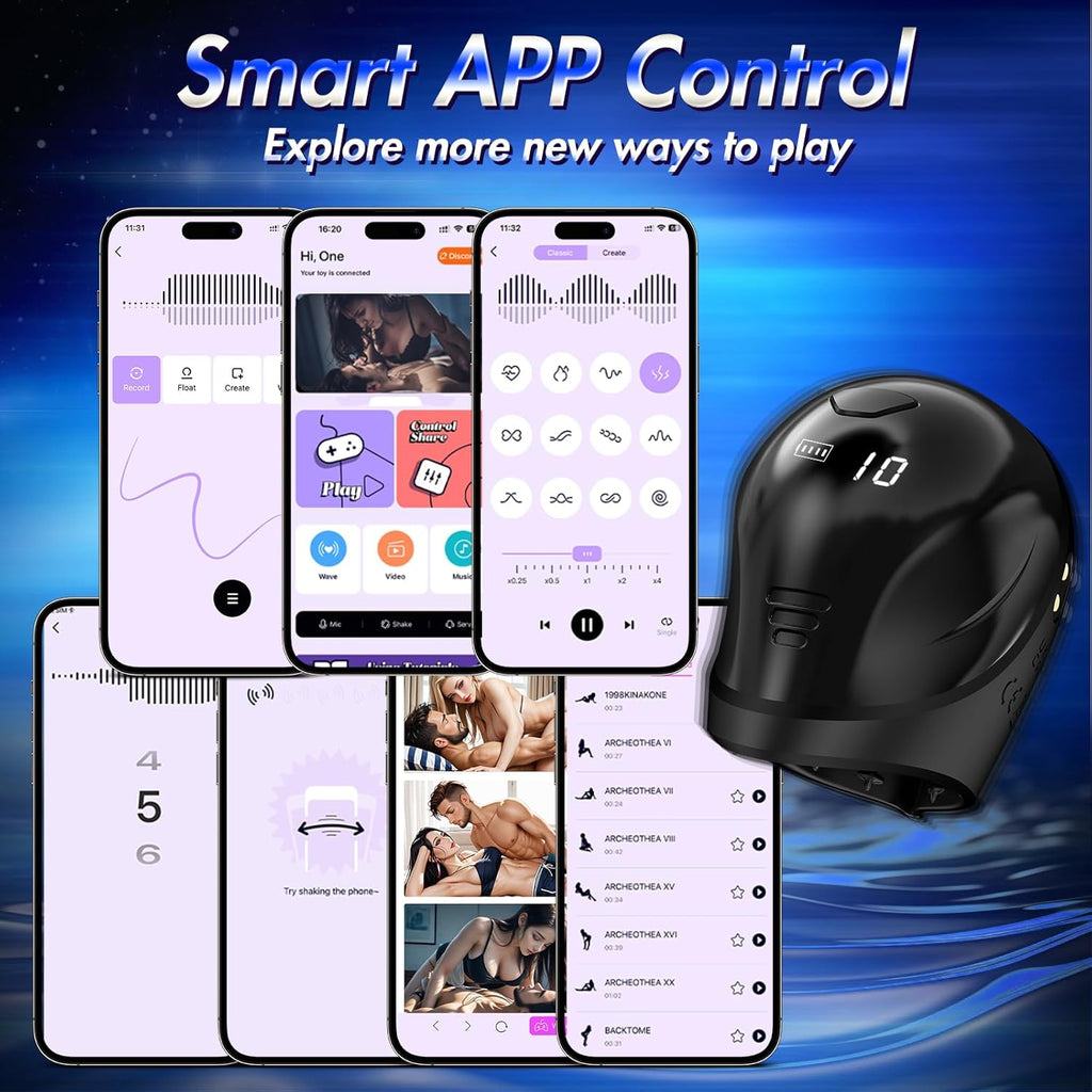 Male Sex Toys Penis Vibrator for Men - Adult Toys Male Masturbator Penis Stroker with LCD APP Control 10 Vibrating Modes, 360° Wrapping Glans Blowjob Trainer, Adult Sex Toys Games Increase Endurance
