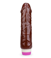 Load image into Gallery viewer, Flexible realistic black vibrating dildo