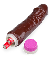Load image into Gallery viewer, Flexible realistic black vibrating dildo
