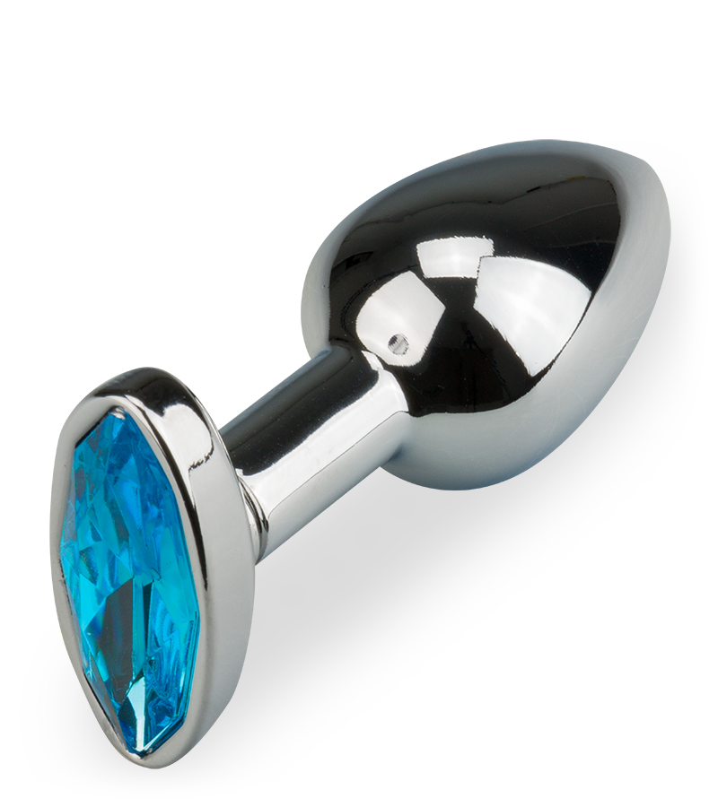Metal butt plug with oval crystal gem